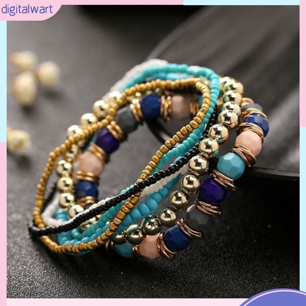 Set 7 Vòng Tay Chuỗi Hạt Nhiều Màu Sắc Phong Cách Bohemian Cá Tính Trẻ Trung Dành Cho Nữ