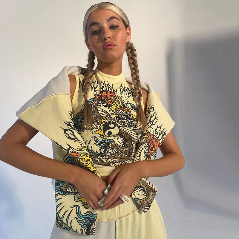 Áo Không Tay Họa Tiết Rồng Quyến Rũ Cá Tính Thời Trang Cho Nữ | BigBuy360 - bigbuy360.vn
