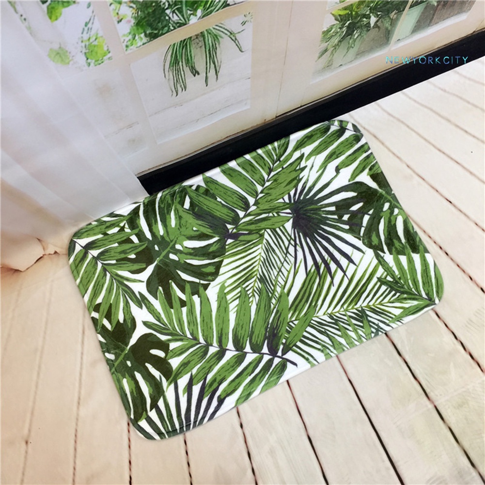 Thảm Chùi Chân Chống Trượt In Họa Tiết Lá Cây 40x60cm