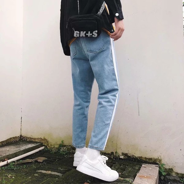 quần baggy jean sọc (tặng kèm khẩu trang su 3D)style cá tính | WebRaoVat - webraovat.net.vn