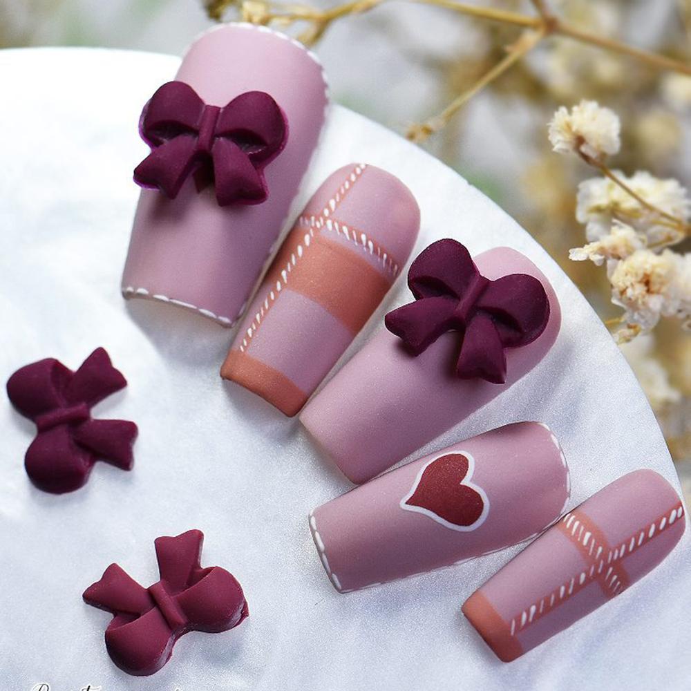 Phụ Kiện Trang Trí Móng Tay Hình Nơ Màu Sắc Cầu Vồng Xinh Xắn