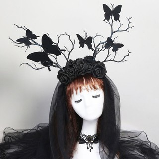 Băng Đô Cài Tóc Đính Hoa Hồng Phong Cách Lolita Xinh Xắn