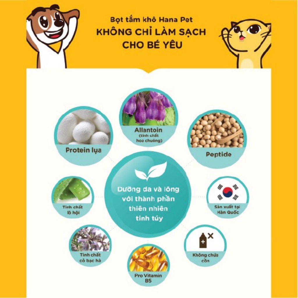 Bọt tắm khô hana pet cho chó mèo 130ml mùi phấn thơm