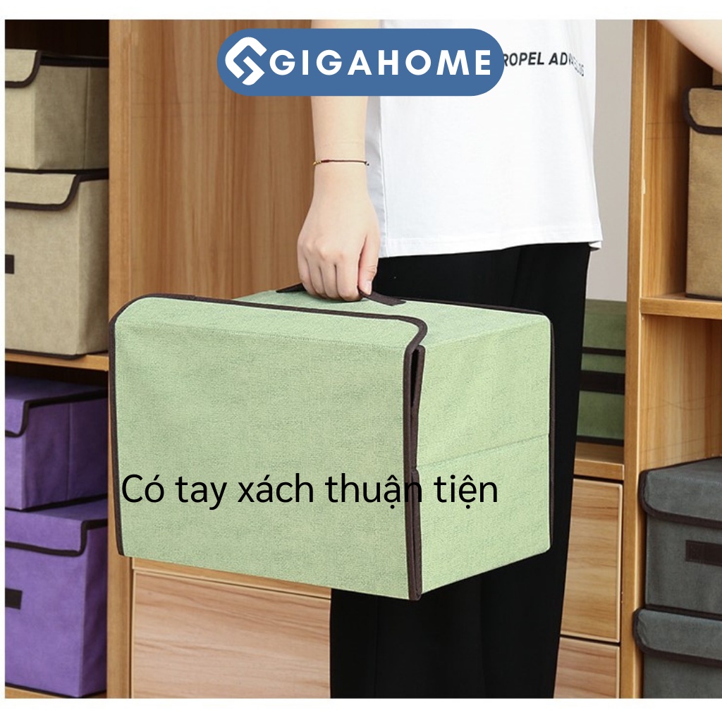 Combo 2 Hộp Vải Đựng Quần Áo, Chăn Màn Có Nắp Đậy Đa Năng GIGAHOME 5300