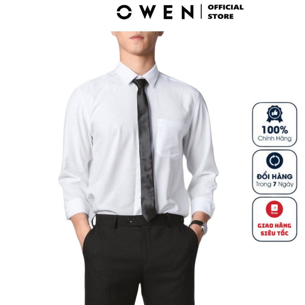 Áo Sơ Mi Trắng OWEN Chất Liệu Sợi Sồi Mềm Mát Nhẹ Thoáng Thấm Hút Mồ Hôi (có túi/không túi ngực)
