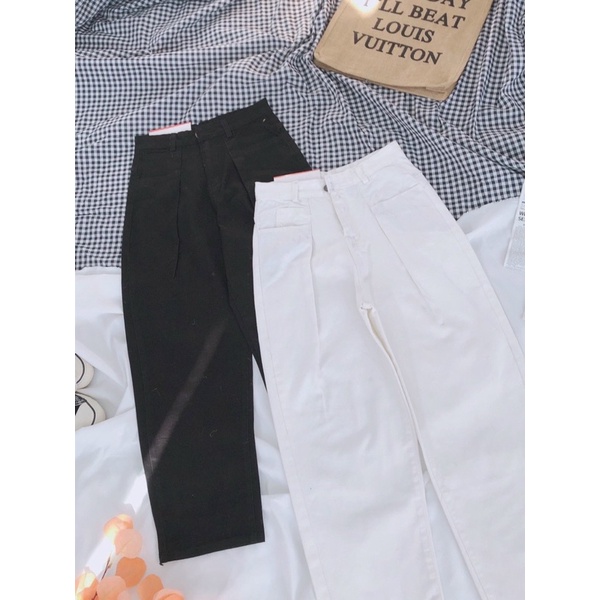 QUẦN BAGGY JEANs NỮ chất kaki lên form chuẩn cực xịn (màu Đen/Trắng/Jean)