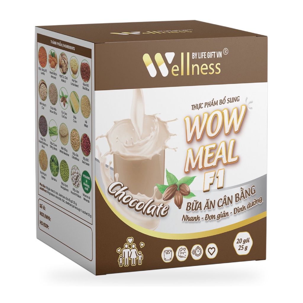 Bữa Ăn Lành Mạnh Wowmeal F1 Vị Socola Cung Cấp Dinh Dưỡng BCA31