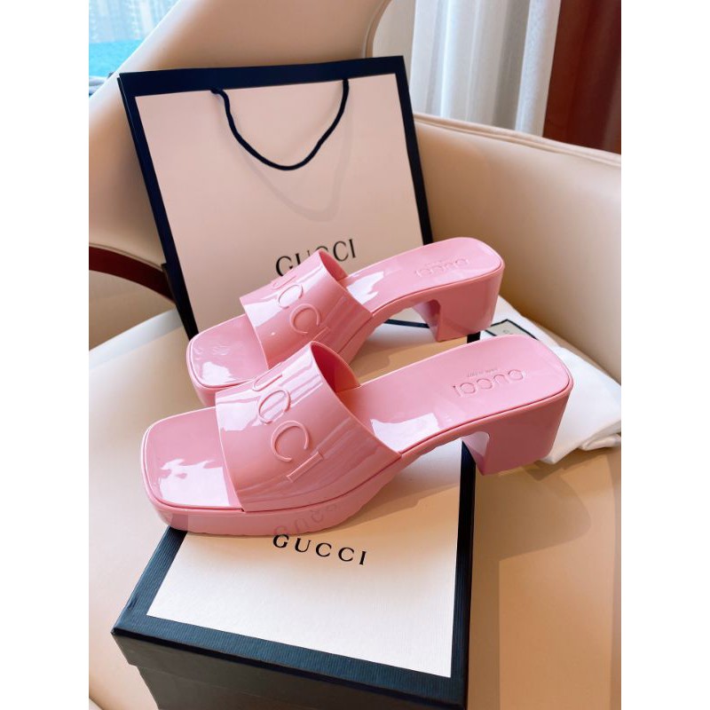 Guốc thời trang nữ mũi vuông gót 5,5cm quai ngang Gucci GC