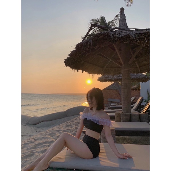 Pass bộ bikini đen freesize dưới 48kg