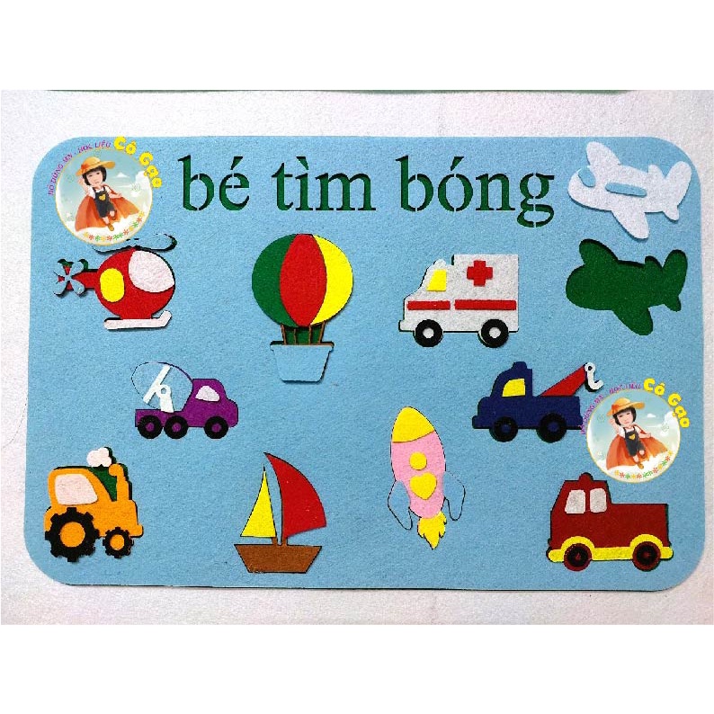 Góc toán vải nỉ - bé tìm bóng các chủ đề  + 10 cặp gai