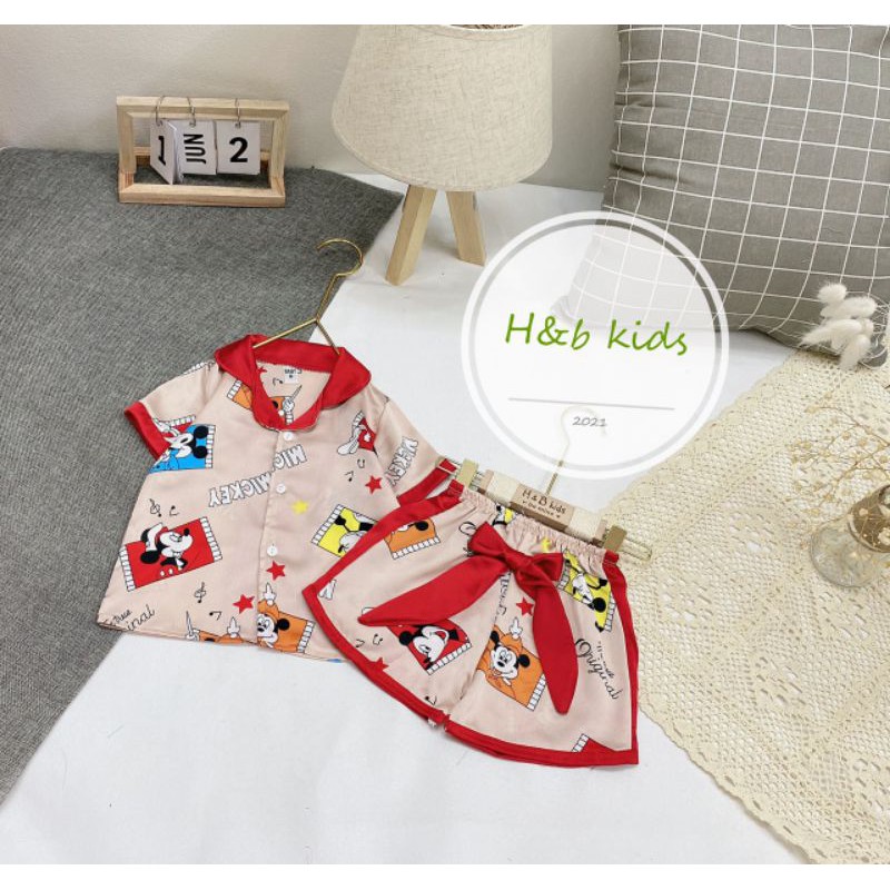 ✓8-16kg✓ Set bộ pyjama lụa cho bé gái size nhí xinh yêu