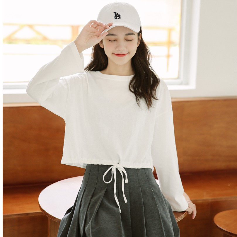 Áo Thun Nữ Tay Dài Dáng Rộng Màu Trơn 30675