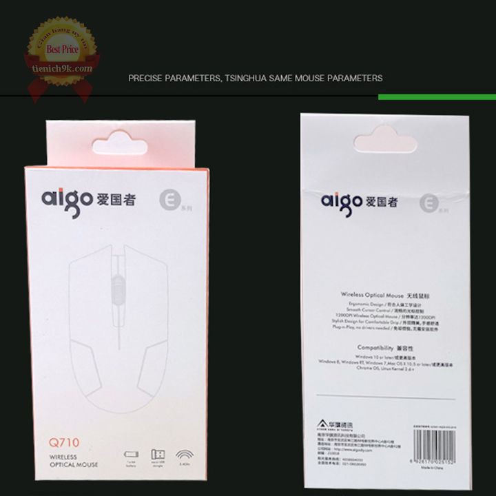 Chuột không dây quang Wireless 2.4gHz 1200DPI AiGo Q710 cao cấp của hãng Aigo cho laptop PC văn phòng – BH 12 tháng
