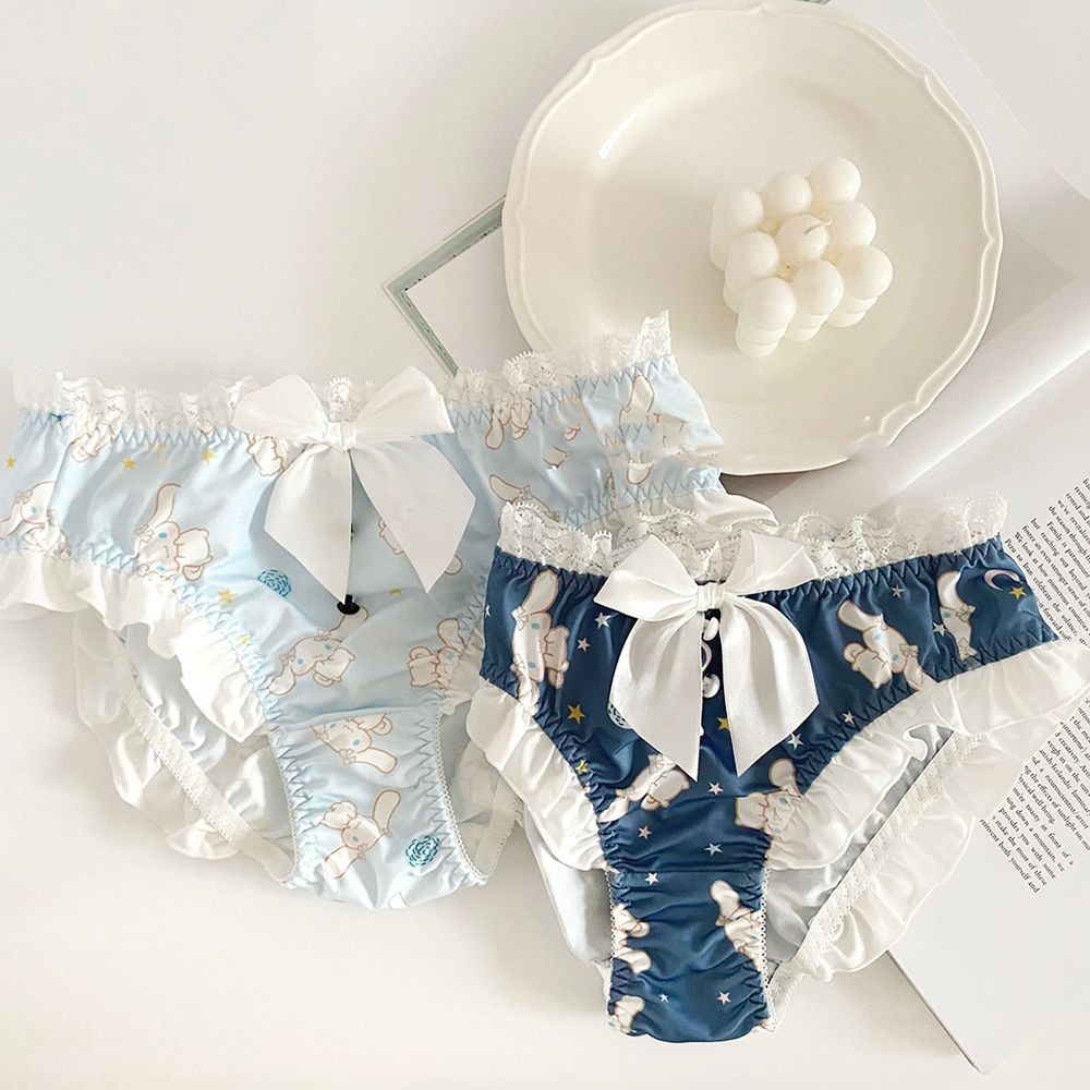 Quần Lót Cotton Lưng Thấp Phối Ren Họa Tiết Chú Chó Hoạt Hình Nhiều Màu Sắc Thoáng Khí Cho Nữ