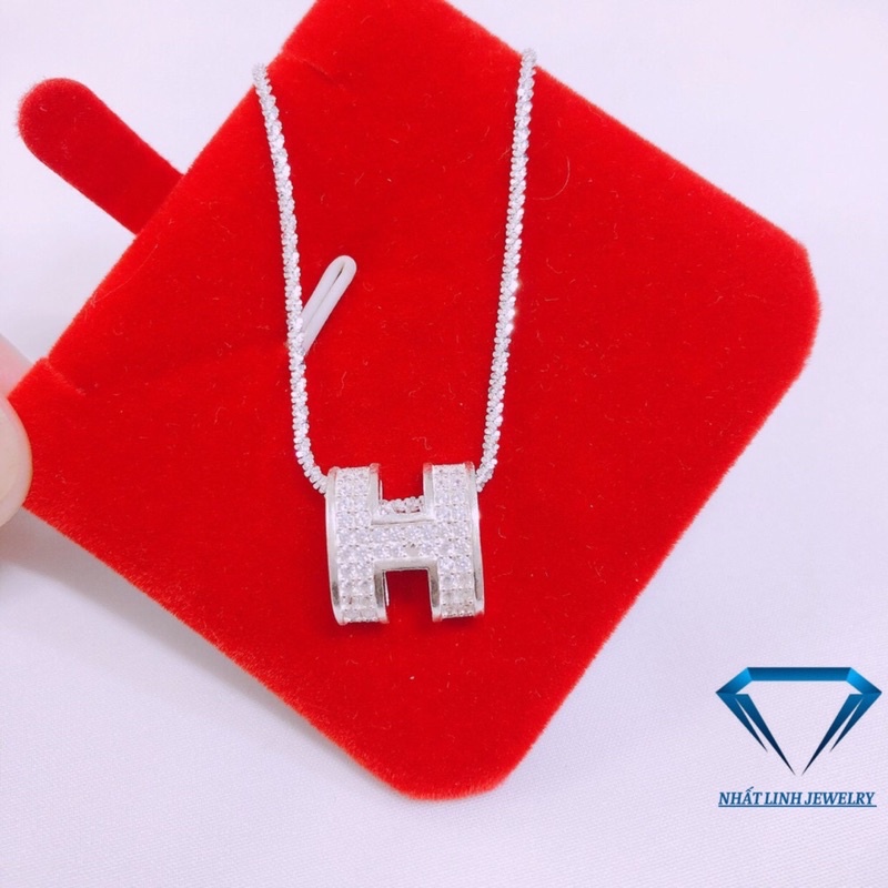 Dây chuyền nữ bạc thật mặt chữ H đính đá sang chảnh - Kho sỉ bạc Nhất Linh