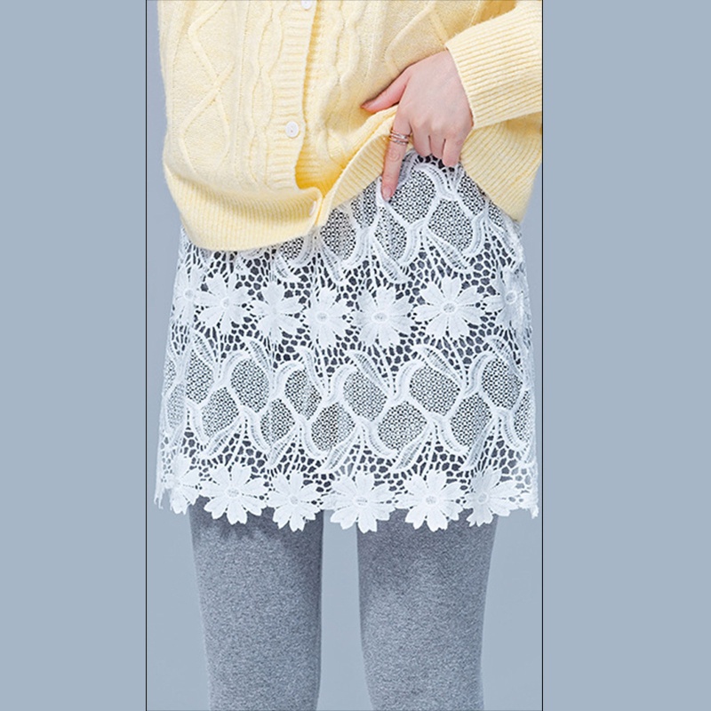 Brroa Áo Ren Rỗng Thêu Hoa Mini Mở Rộng Dưới Eo Co Giãn Nửa Chân Váy Dưới