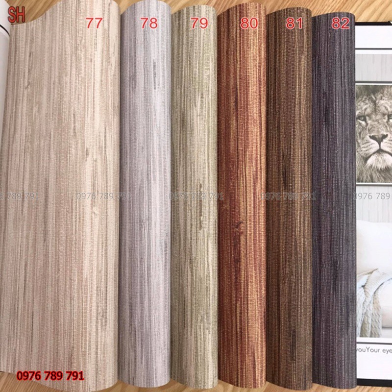 Giấy Dán Tường Trơn Xước Gỗ Cho Phòng Khách, Phòng Ngủ, Lụa Không Keo, Khổ 10m x 53 cm