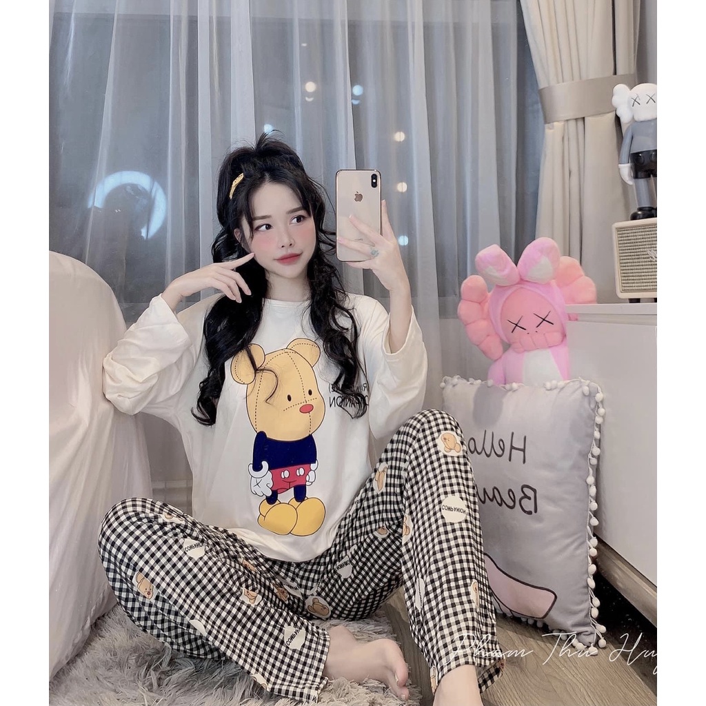 Bộ Pijama Quần Dài Vải Cotton Cao Cấp Hoạ Tiết Mới [ẢNH THẬT+VIDEO] | BigBuy360 - bigbuy360.vn
