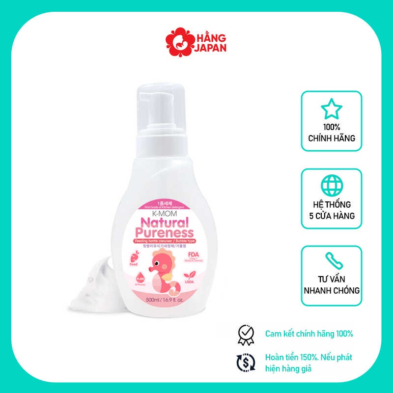 KMom chai nước rửa bình tạo bọt 500ml (Date 22/6/2024)
