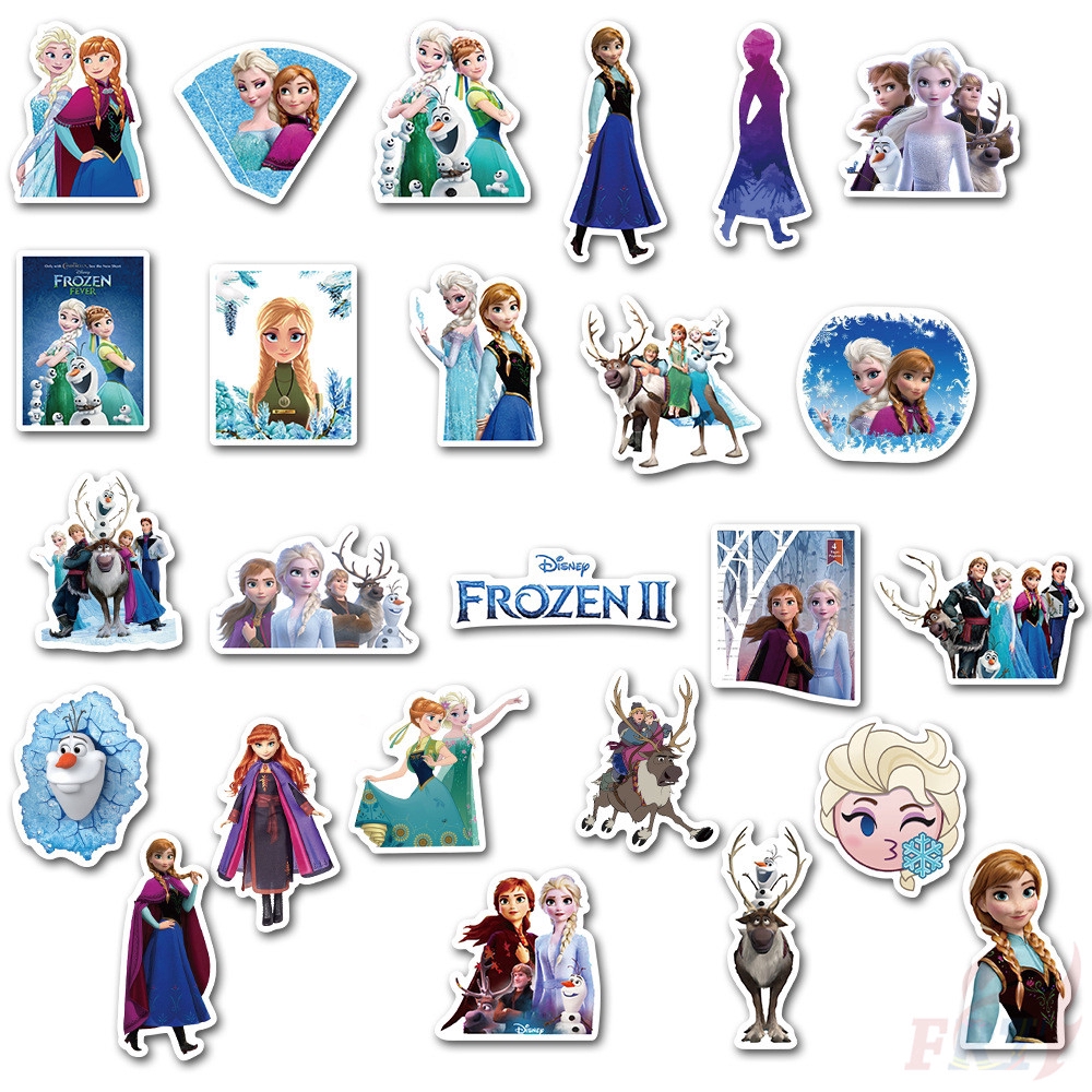 Set 50 nhãn dán phong cách Frozen Series 01 hình công chúa Anna Elsa đáng yêu dùng trang trí đa dạng