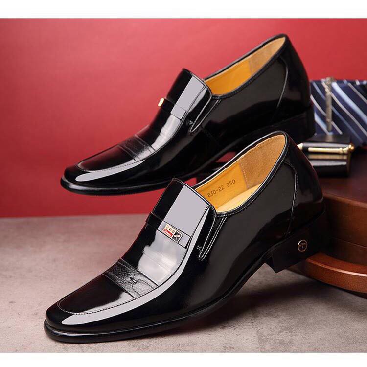 Giày nam reehemes da bò tăng chiều cao 6cm - Màu đen sang trọng  cao cấp - RH08