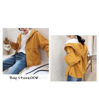 Áo khoác kaki nữ 2 lớp phom rộng túi hộp cao cấp màu vàng đậm (Áo khoác nữ phong cách thời trang Hàn Quốc)