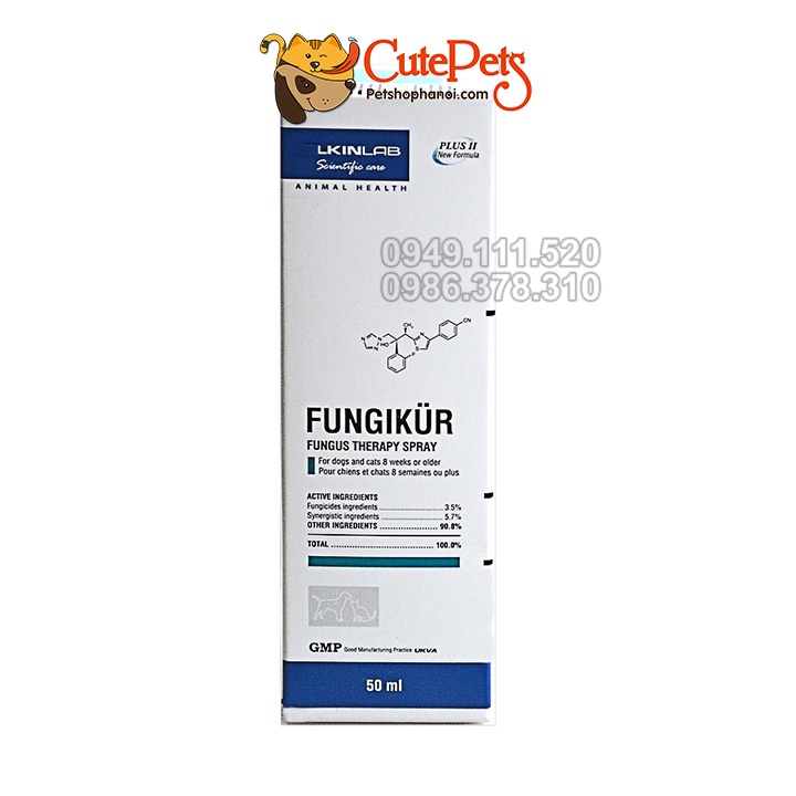 Fungikur 50ml, Xịt nấm mèo và chó - Phụ kiện thú cưng Hà Nội