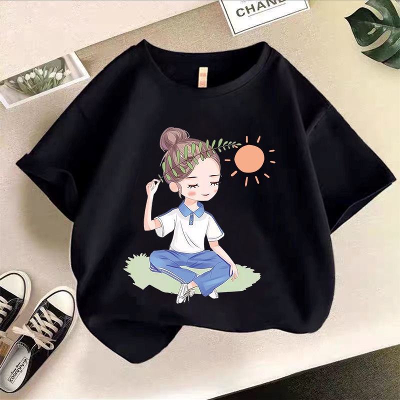 Áo Thun Tay Ngắn Phong Cách Phương Tây Kiểu Mới Dành Cho Trẻ Em