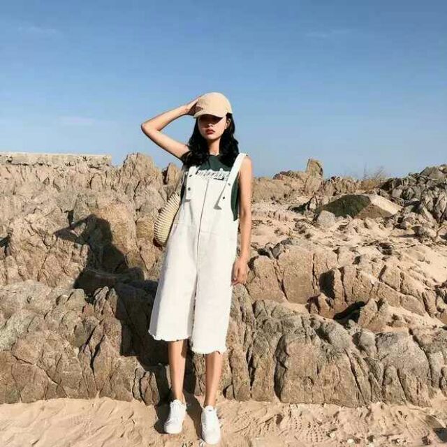 Quần yếm nữ trắng thuần khiết cá tính Ulzzang | BigBuy360 - bigbuy360.vn