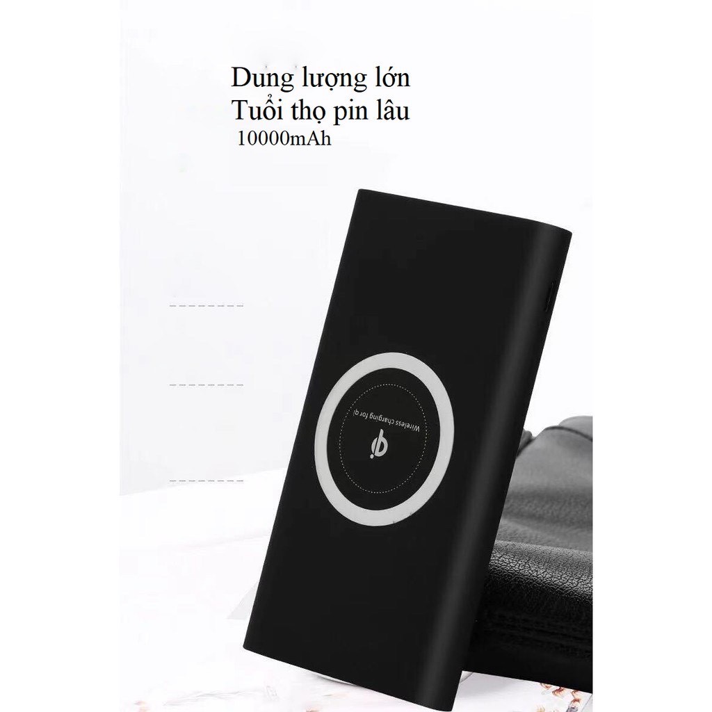 [Sạc dự phòng] Sạc dự phòng hỗ trợ không dây, Dung lượng lớn 10000mAh kết hợp 1 cổng usb, tích hợp sạc nhanh - CocoShop