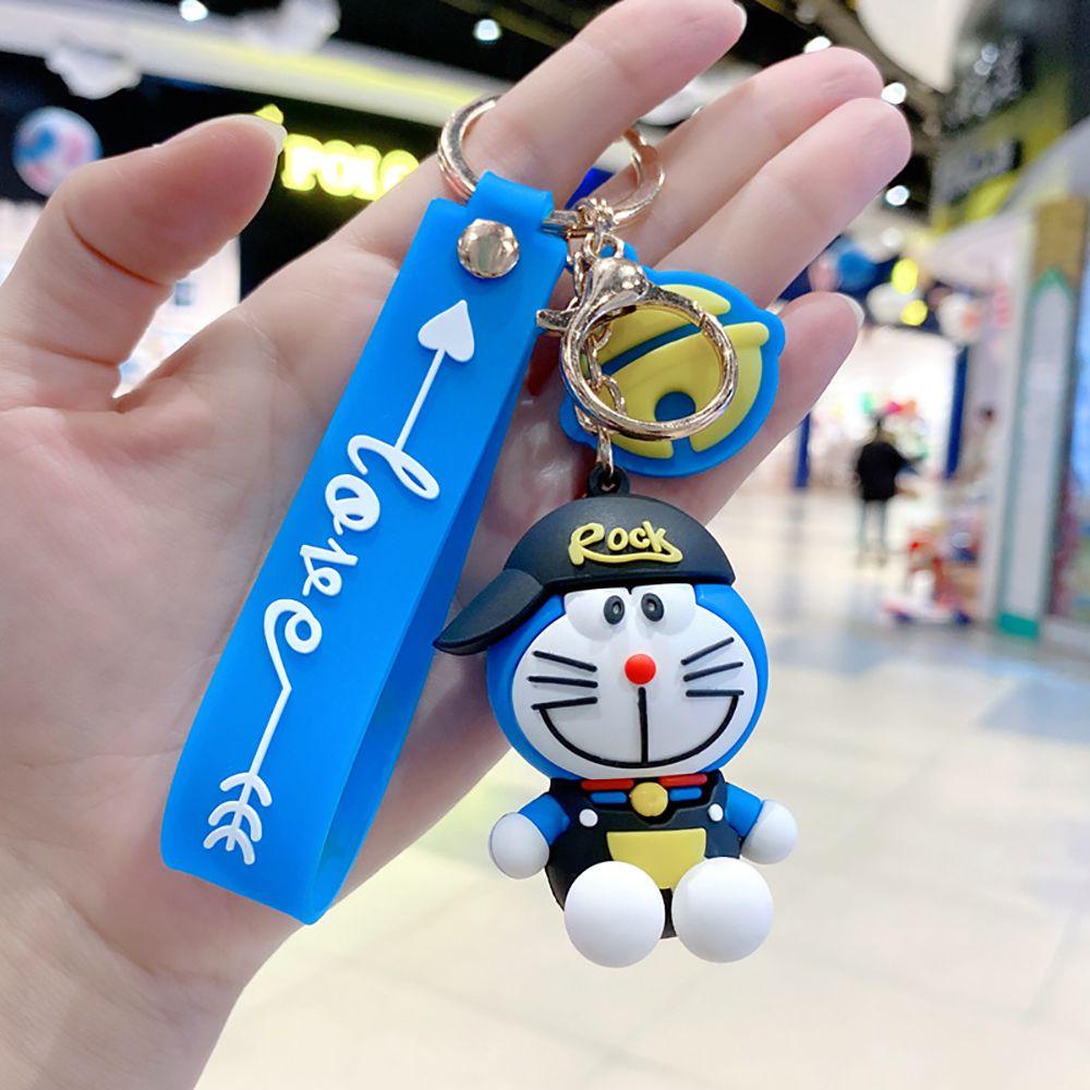 LANFY Móc Chìa Khóa Xe Hơi Bằng Silicon Hình Doraemon Sáng Tạo