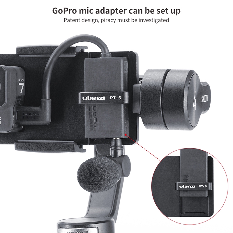Ulanzi PT-6 GoPro Vlog Plate với Mic Adapter cho 3 Axis Gimbal S Mịn 4 Vimble 2 vlog kim loại Trường hợp cho GOPRO 7 6