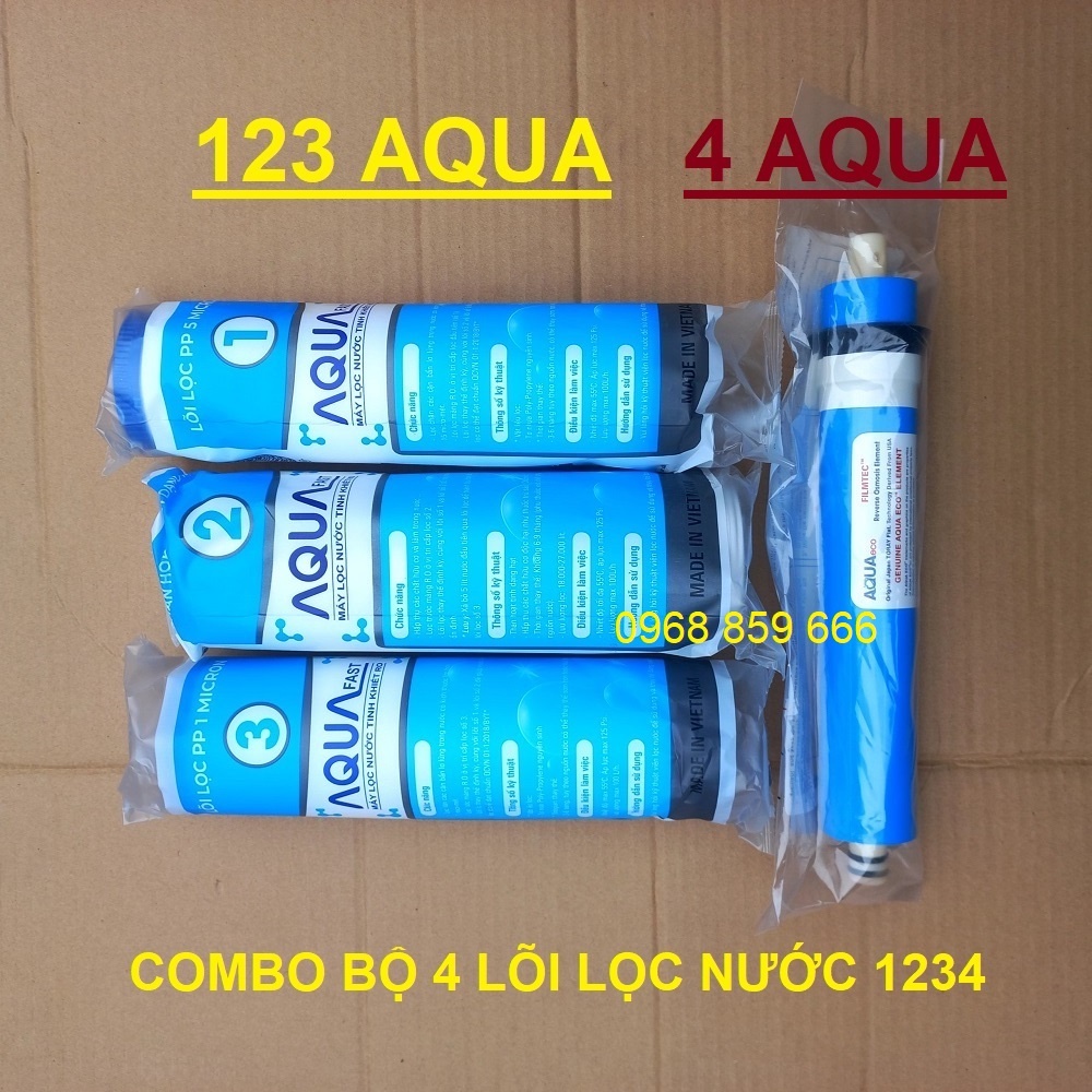 Lõi Lọc Nước Số 4 Màng RO AQUA tặng bộ lõi lọc nước AQUA số 1,2,3 ( bộ lõi 1234 AQUA)