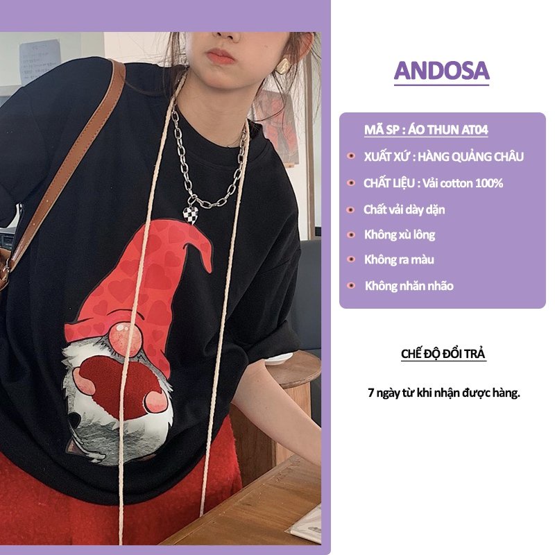 Áo thun nữ in hình cute cổ tròn tay ngắn form rộng unisex freesize hàng Quảng Châu ANDOSA AT04