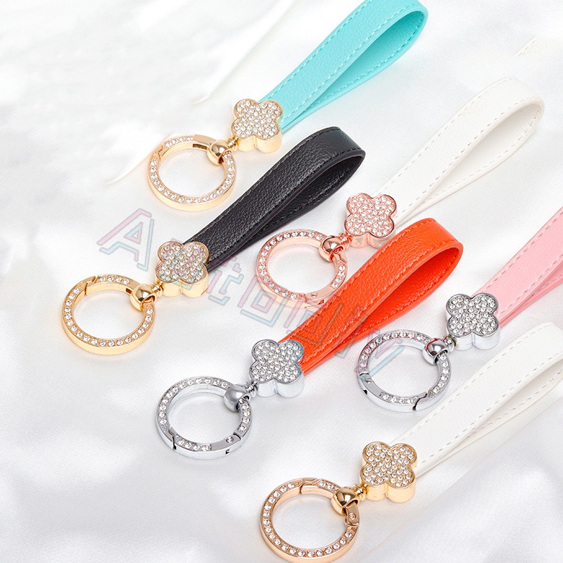 Móc Khóa Da Hình Cỏ Bốn Lá Sáng Tạo Cho Nữ