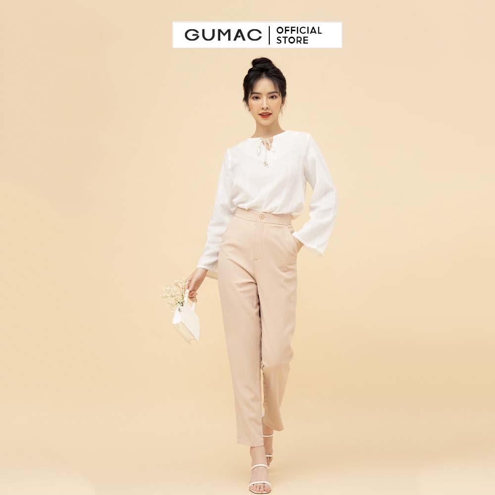 Áo sơ mi nữ buộc dây tay loe GUMAC AB739 | BigBuy360 - bigbuy360.vn
