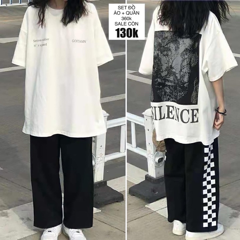 set uzang quần sọc caro