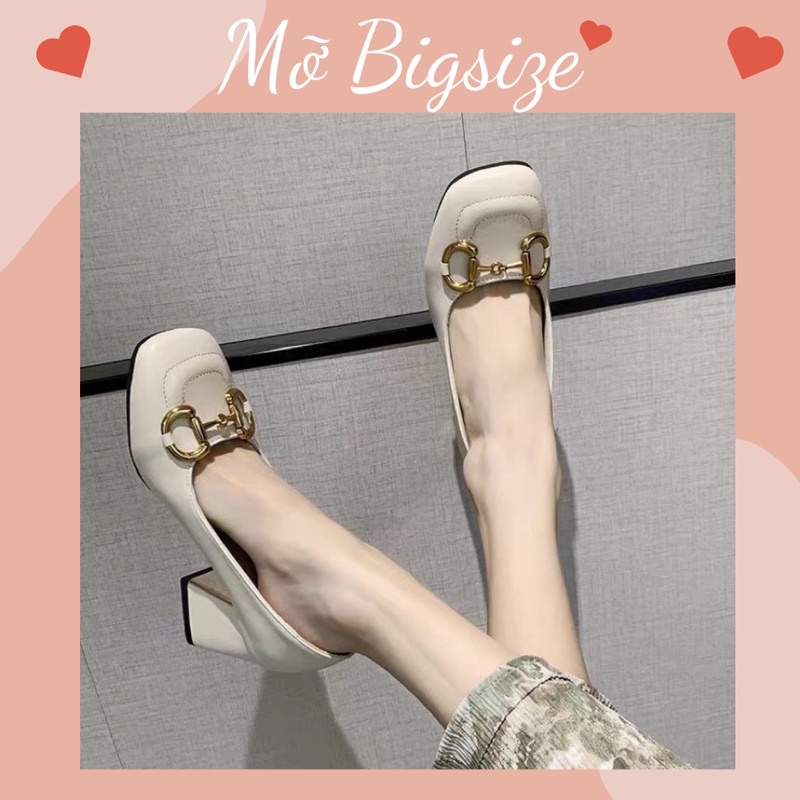 Giày nữ mũi vuồng gót giày retro cao gót BIGSIZE (35-43)
