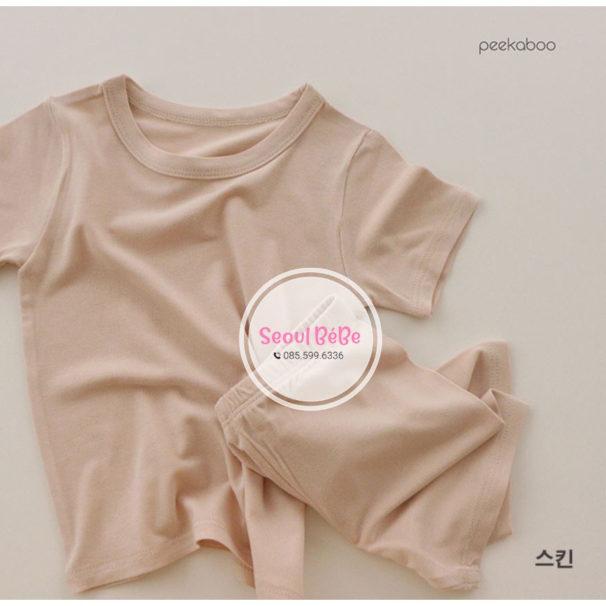 Bộ quần áo cộc tay vải sợi tre Bamboo Peekaboo màu pastel đủ size cho bé từ 8-20kg cho bé made in Korea