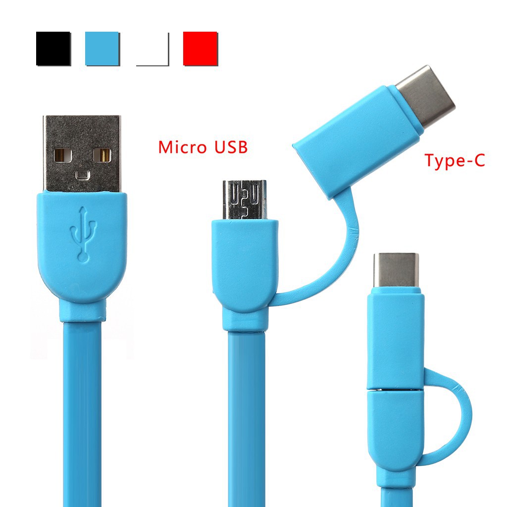Dây cáp dữ liệu Micro USB + Type C 2 trong 1 rút gọn tiện dụng dành cho điện thoại