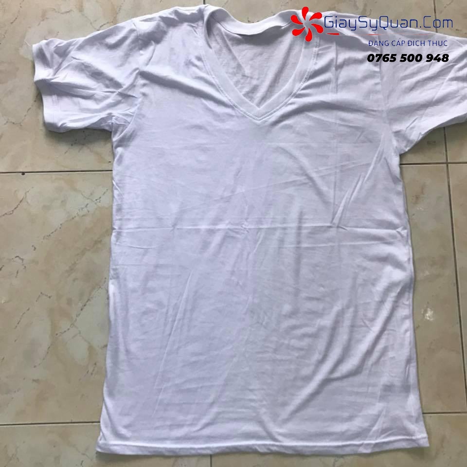 Áo Thun Trắng Chất Liệu Cotton 100% Cổ Tim