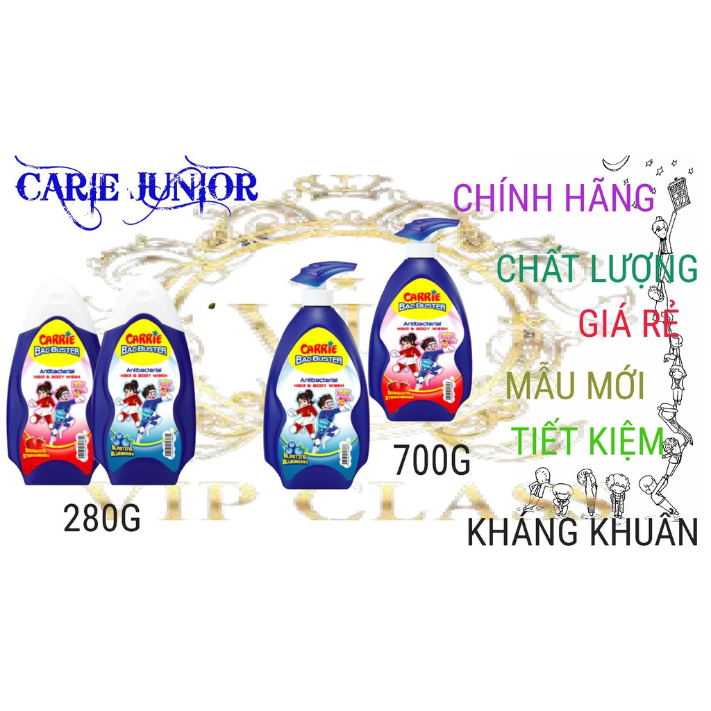 CARRIE JUNIOR_ Sữa Tắm Gội Sạch Khuẩn Carrie Junior 700g /280g