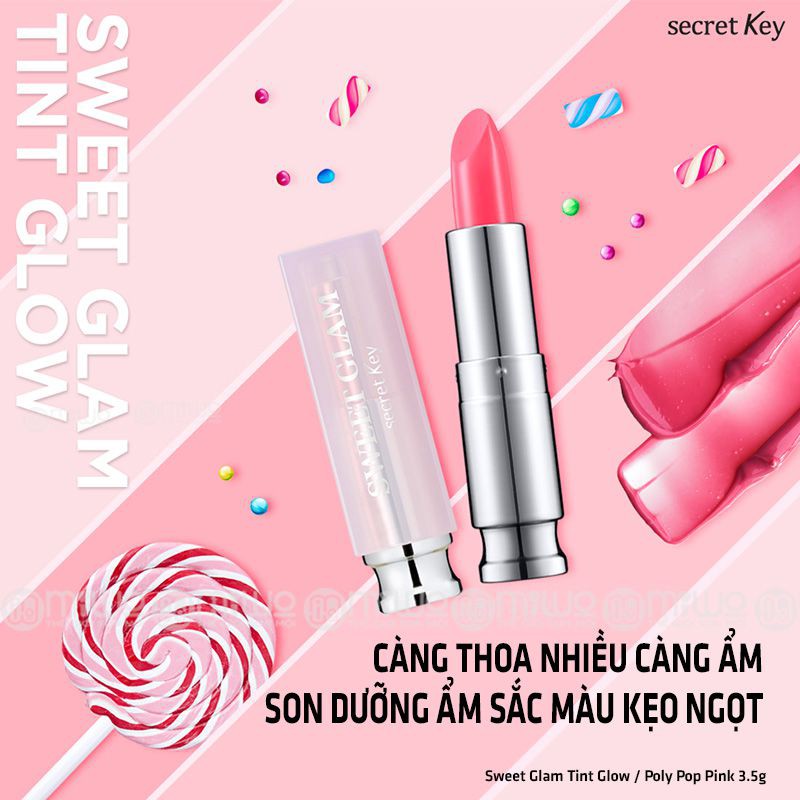 [DATE 9/2021] Son Dưỡng màu RƯỢU VANG Secret Key Sweet Glam Tint Glow CHIC BURGANDY 3.5g
