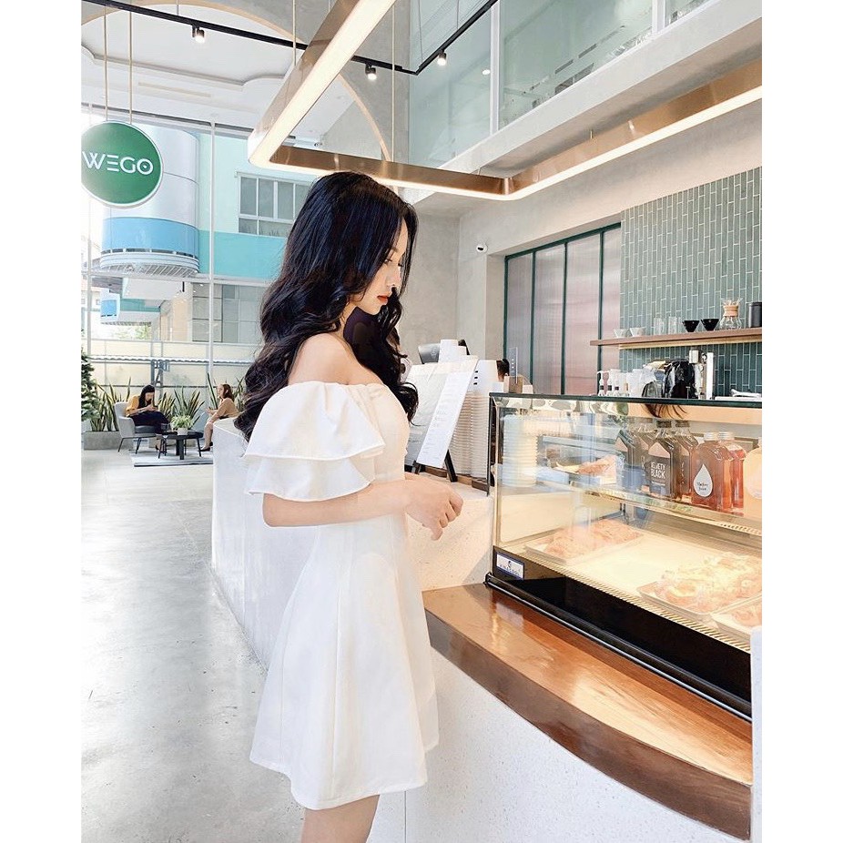 Đầm trắng rớt vai tay bèo 2 lớp - Mina Dress - Dáng xòe-Pink moon store | BigBuy360 - bigbuy360.vn