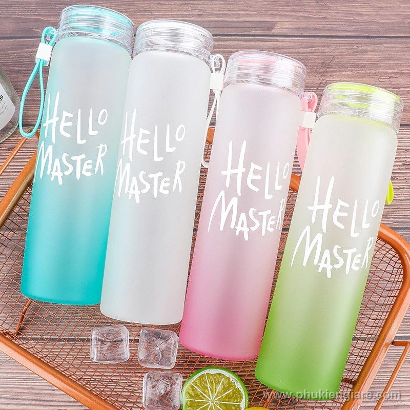 Bình nước Hello Master bình đựng nước thuỷ tinh 500ml