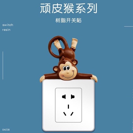 Miếng Dán Trang Trí Công Tắc Điện Hình Khỉ Hoạt Hình 3d Sáng Tạo