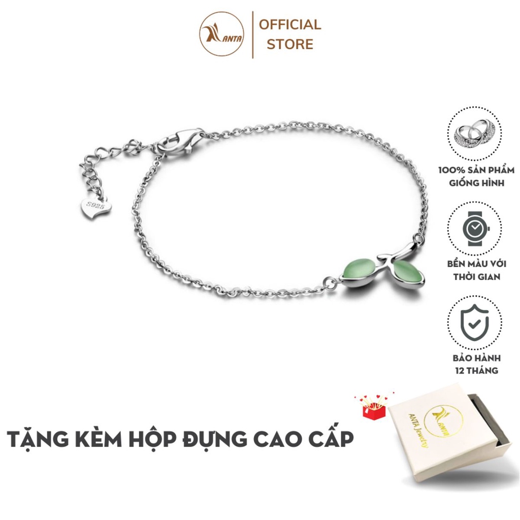 Vòng tay bạc có vật trang trí hình lá cây xinh xắn ANTA Jewelry - ATJ3593