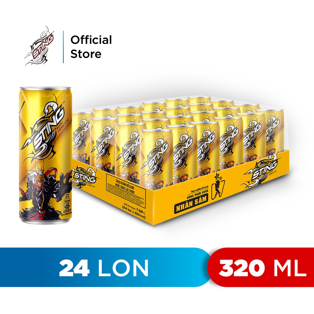 [HỎA TỐC-HN&amp;ĐN&amp;HCM]Thùng 24 Lon Nước Tăng Lực Sting Vàng (320ml/lon)
