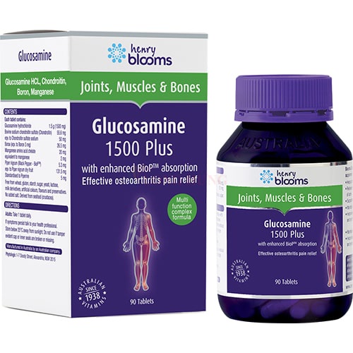 Viên uống Henry Blooms Glucosamine 1500 Plus hỗ trợ chắc khỏe hệ xương khớp (30 viên/90 viên/180 viên)