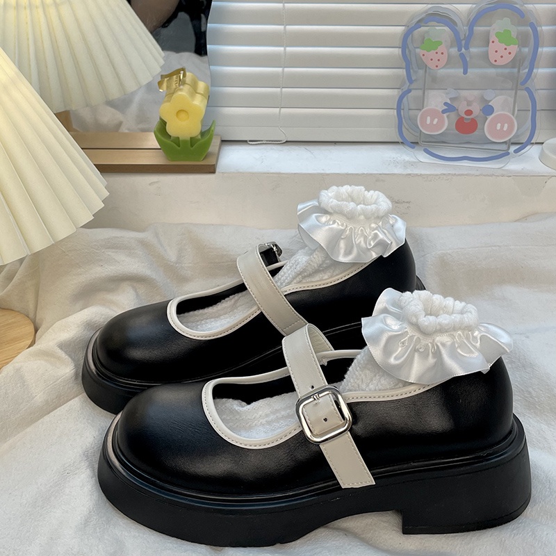 Giày búp bê nữ - Giày Mary Jane tiểu thư đơn giản phối nâu chuẩn hàng quảng châu